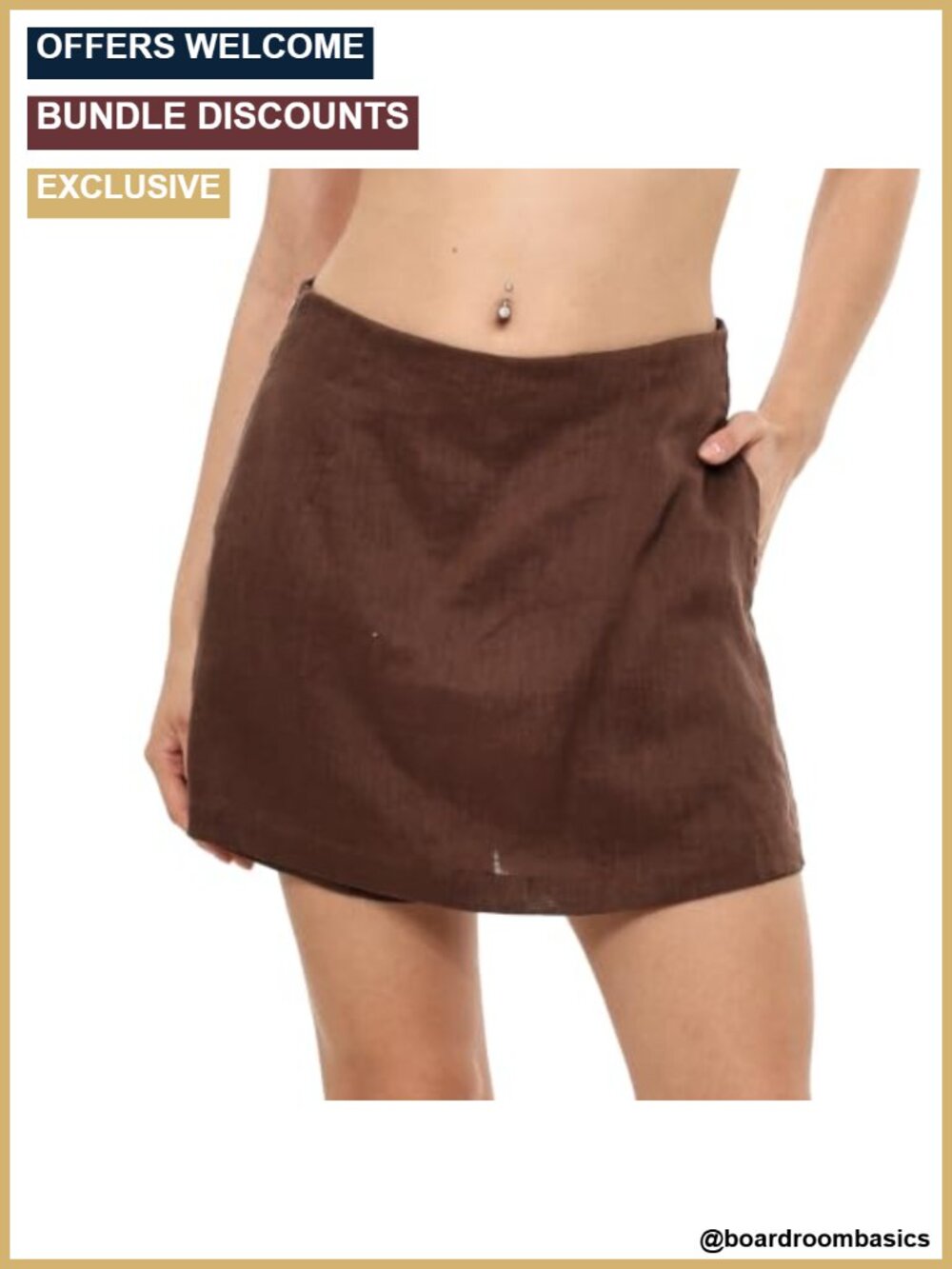 Women's 100% Linen Skort Wide Leg High Waisted Mini Skirt with Shorts